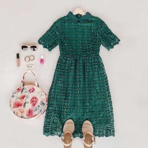 JessaKae Emerald Green Lace Midi Dress
